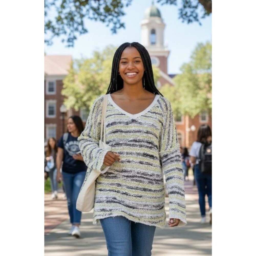 Free People NEW womens open knit cotton wool coastal raglan sleeve sweater Small